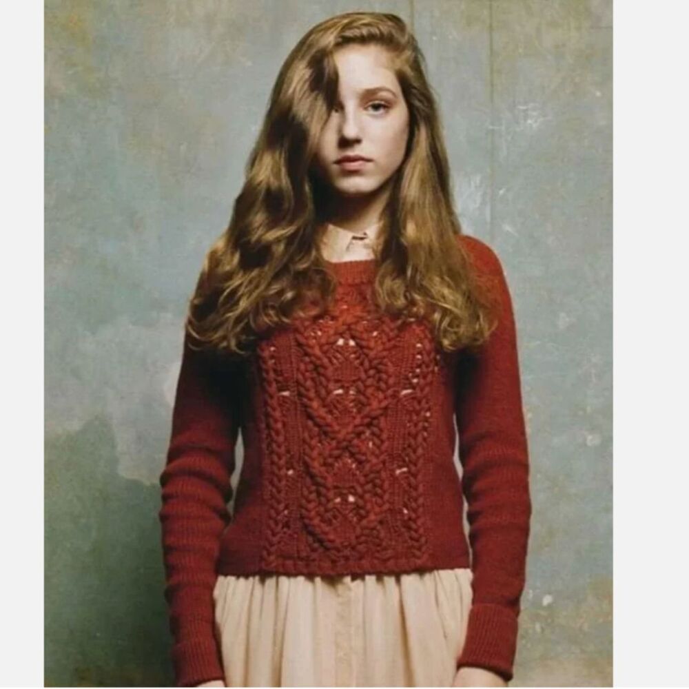 Marc By Marc Jacobs SMALL Merino Wool Cable Knit Sweater Cinnamon Stick Brown